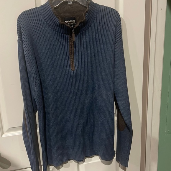 Guide Series Blue Sweater with Brown elbow pads - Picture 1 of 6